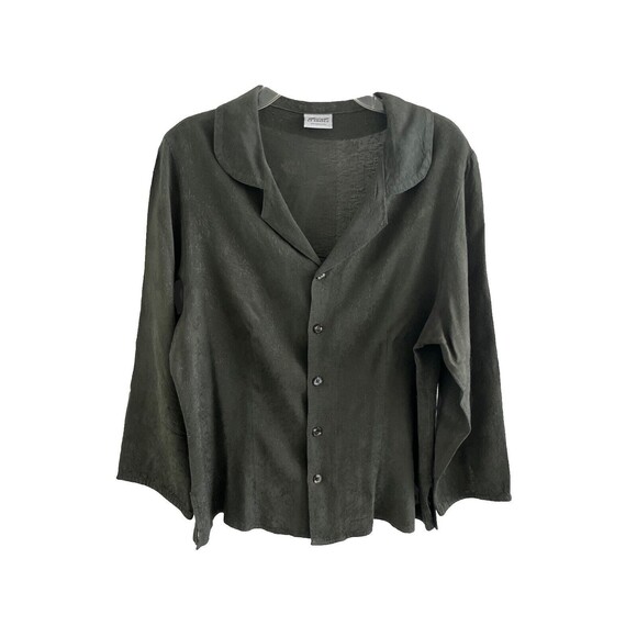 EUC CP SHADES Textured DAMASK Button Up SHIRT 3/4 Sleeves RAYON Lagenlook Sz S - Picture 1 of 11